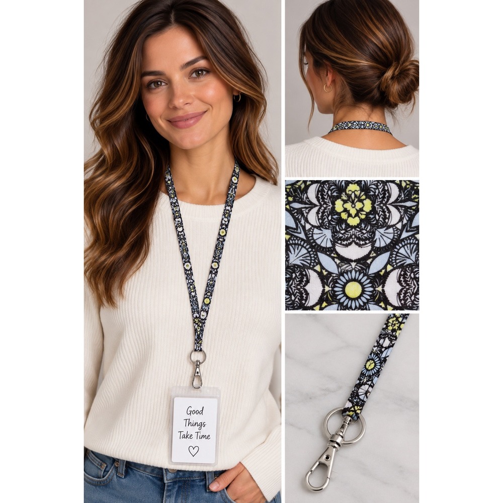 Vera Bradley ReActive‎ Lanyard Plaza Medallion Blue Black 26692-X76 NWT